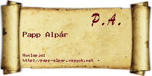Papp Alpár névjegykártya